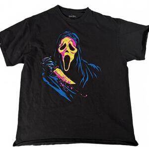 Ghost Face T-Shirt Large Neon BlackLight Icon Of Halloween Horror Scary Official